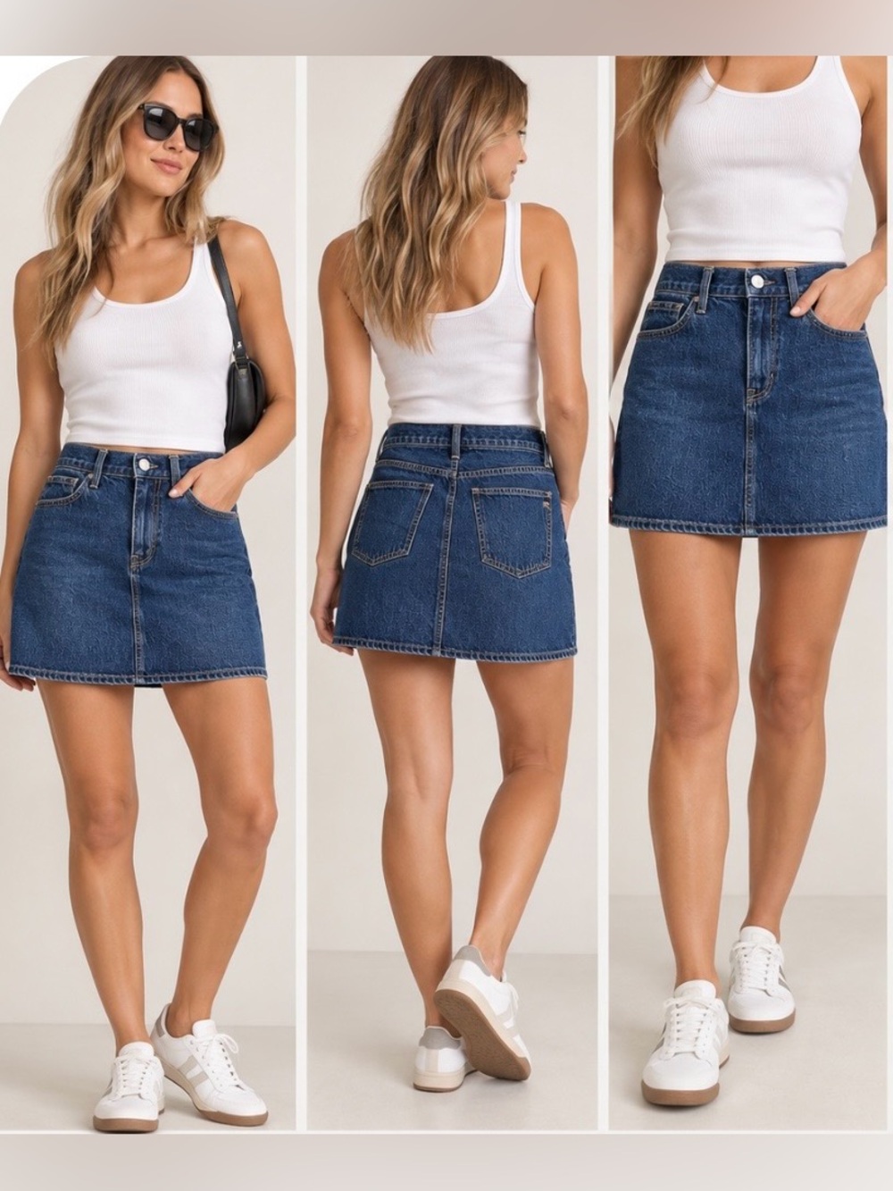 Madewell Rigid Denim A-Line Mini Skirt Size 26 Dark Blue 100% Cotton